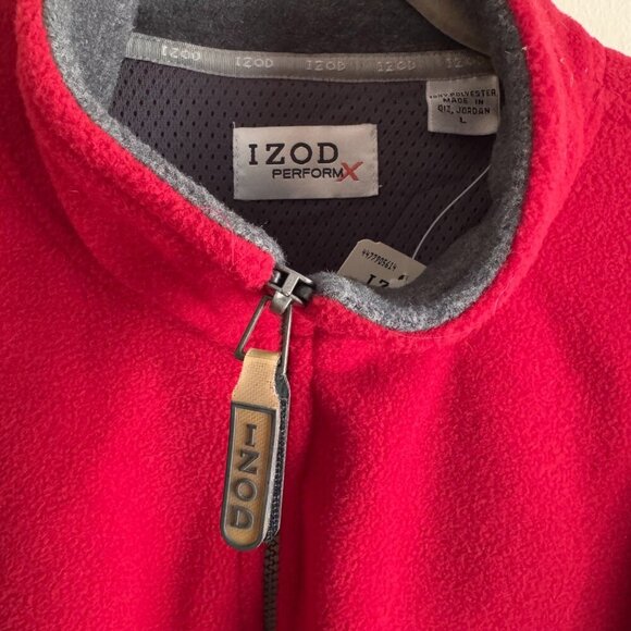 IZOD PerformX Pullover Sweater Mens Large Red 1/4 Zip Fleece NWT - Picture 3 of 10